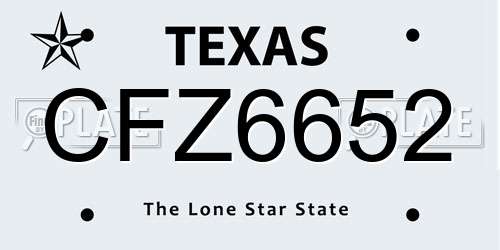 CFZ6652 Texas License Plate