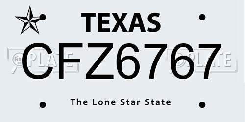 CFZ6767 Texas License Plate