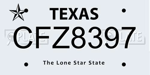CFZ8397 Texas License Plate