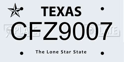 CFZ9007 Texas License Plate