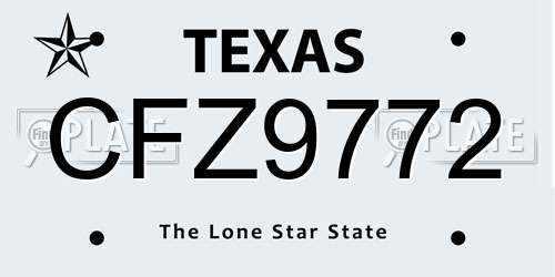 CFZ9772 Texas License Plate
