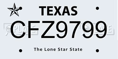 CFZ9799 Texas License Plate
