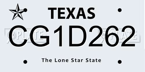 CG1D262 Texas License Plate
