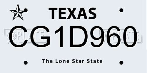 CG1D960 Texas License Plate
