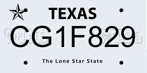 CG1F829 Texas License Plate