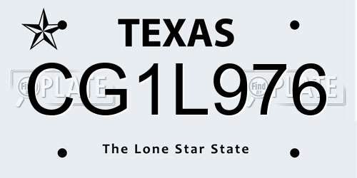 CG1L976 Texas License Plate