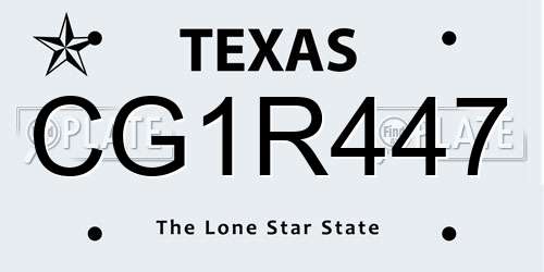 CG1R447 Texas License Plate