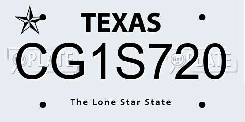 CG1S720 Texas License Plate