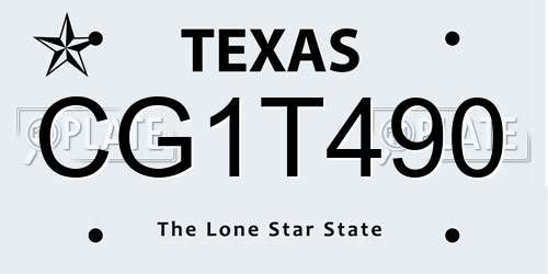 CG1T490 Texas License Plate