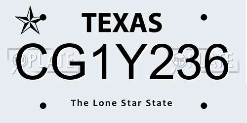 CG1Y236 Texas License Plate