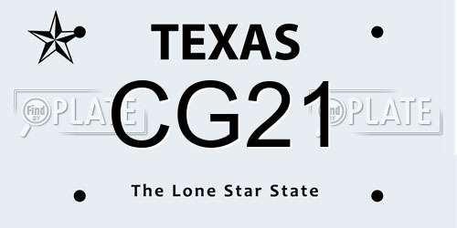 CG21 Texas License Plate
