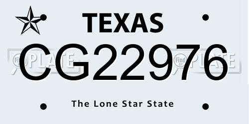 CG22976 Texas License Plate