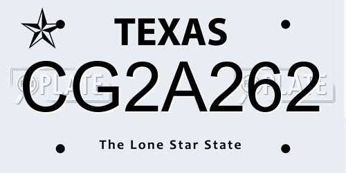 CG2A262 Texas License Plate
