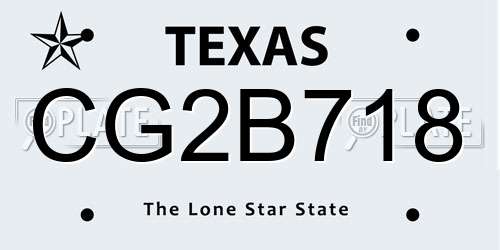 CG2B718 Texas License Plate