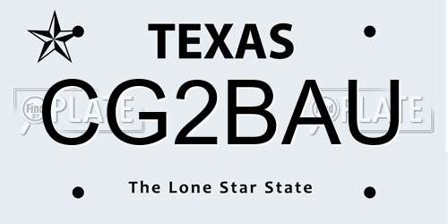 CG2BAU Texas License Plate