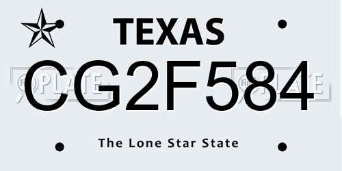 CG2F584 Texas License Plate