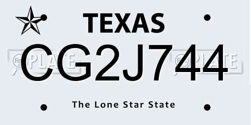 CG2J744 Texas License Plate