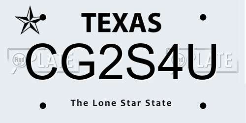 CG2S4U Texas License Plate