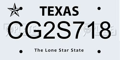 CG2S718 Texas License Plate