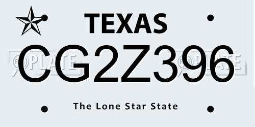 CG2Z396 Texas License Plate