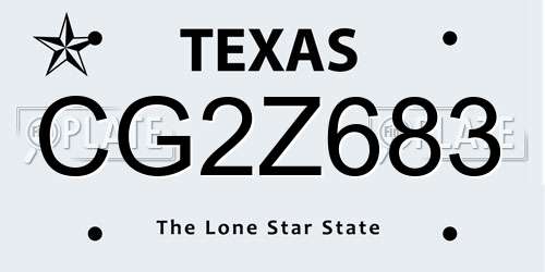 CG2Z683 Texas License Plate