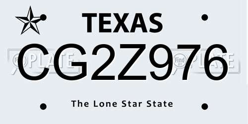 CG2Z976 Texas License Plate