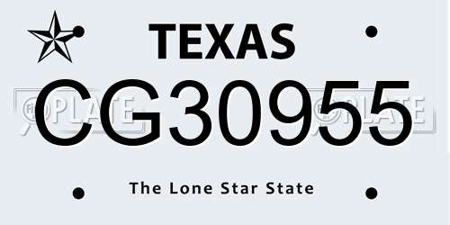 CG30955 Texas License Plate
