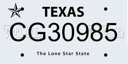 CG30985 Texas License Plate