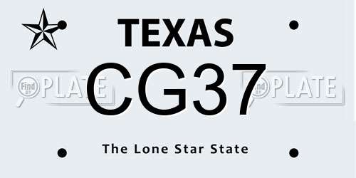 CG37 Texas License Plate