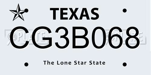 CG3B068 Texas License Plate