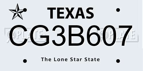 CG3B607 Texas License Plate