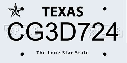 CG3D724 Texas License Plate