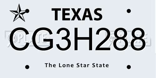 CG3H288 Texas License Plate