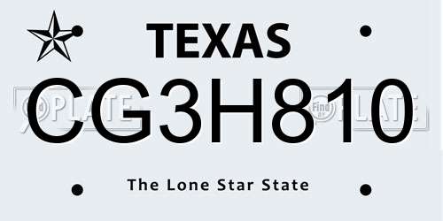 CG3H810 Texas License Plate
