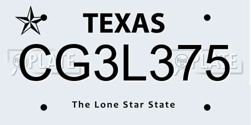 CG3L375 Texas License Plate