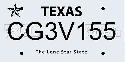 CG3V155 Texas License Plate