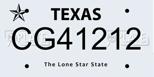 CG41212 Texas License Plate