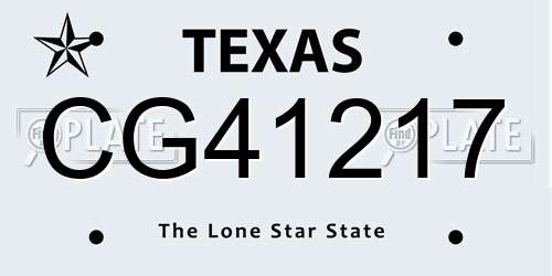 CG41217 Texas License Plate