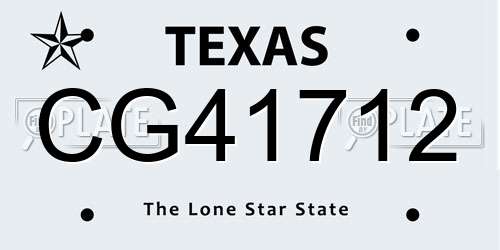 CG41712 Texas License Plate
