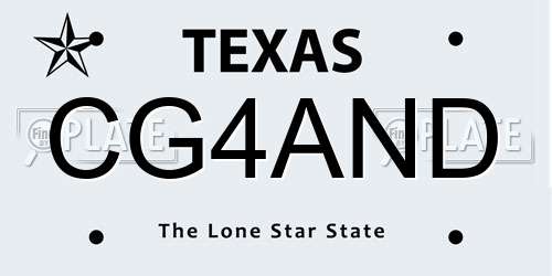 CG4AND Texas License Plate