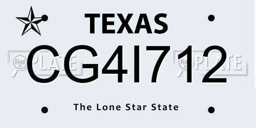 CG4I712 Texas License Plate