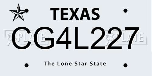 CG4L227 Texas License Plate