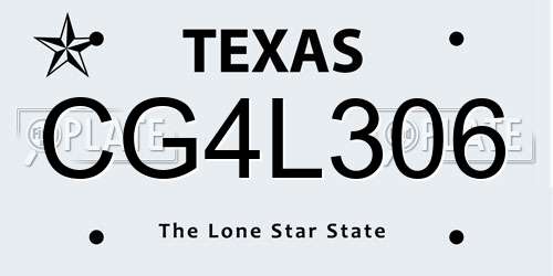 CG4L306 Texas License Plate