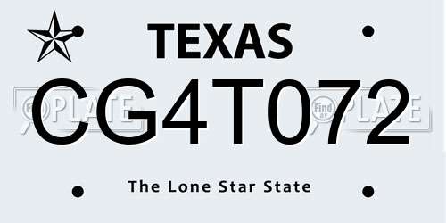 CG4T072 Texas License Plate