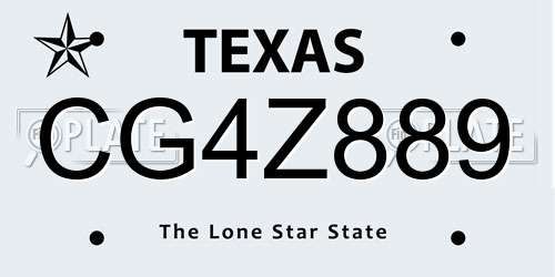 CG4Z889 Texas License Plate