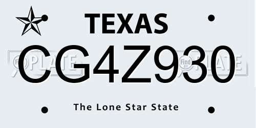 CG4Z930 Texas License Plate