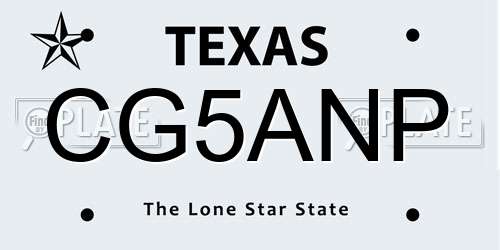 CG5ANP Texas License Plate