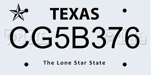 CG5B376 Texas License Plate