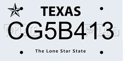 CG5B413 Texas License Plate