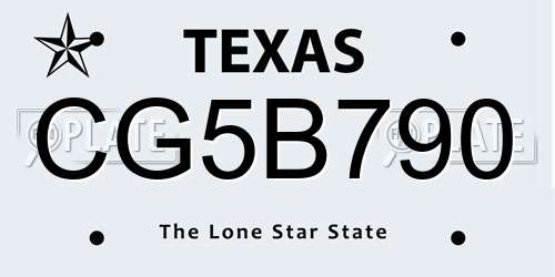 CG5B790 Texas License Plate